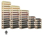 Cantinetta / scaffale per vino SIMPLEX modello 5, per 91 bottiglie, legno naturale – A 198 x L 72 x P 25 cm