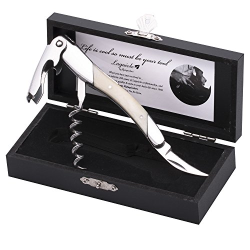 apribottiglie con 2 Livelli coltello professionale; coltello da sommelier esclusivo in legno di campeche cavatappi Premium in scatola regalo. Santorino 