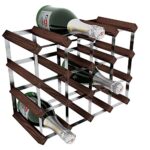 RTA – Porta-Bottiglie di Vino, 16 Posizioni, in Acciaio/Mogano, Marrone, metallo