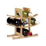 Relaxdays 10020245 Cantinetta per Vino 9 Bottiglie, Legno, Marrone, 14.5x30x30 cm